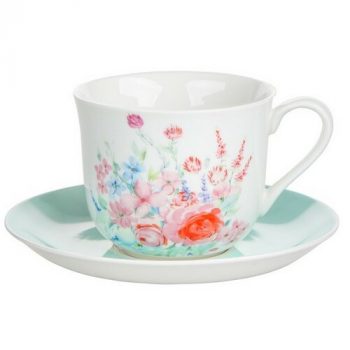 Altom Porcelánová šálka s podšálkou Pastelový kvet 430 ml