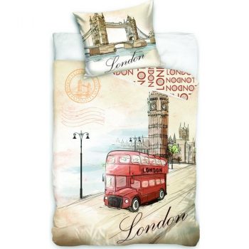 Jerry Fabrics Bavlnené obliečky London bus, 140 x 200 cm, 70 x 90 cm