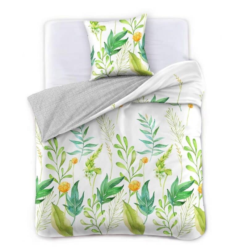DecoKing Saténové obliečky Herbal, 140 x 200 cm, 70 x 90 cm, 140 x 200 cm, 70 x 90 cm