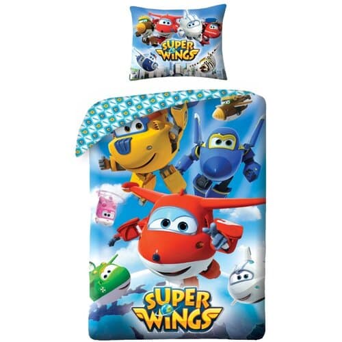 Halantex Detské bavlnené obliečky Super Wings 5510, 140 x 200 cm, 70 x 90 cm