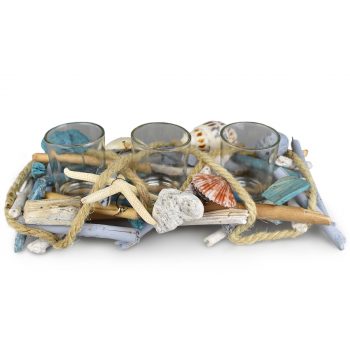 Dommio Ratanový svietnik na 3 čajové sviečky Mare, 30 x 14 cm