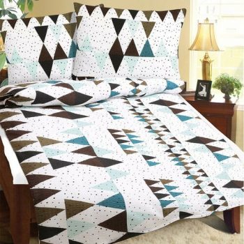 Bellatex Obliečky krep Tyrkysová geometria, 240 x 220 cm, 2 ks 70 x 90 cm