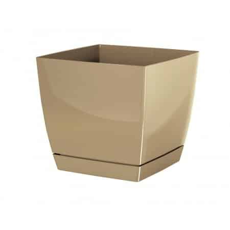 Prosperplast Kvetináč Coubi Square s miskou kávová, 18 , 18 cm