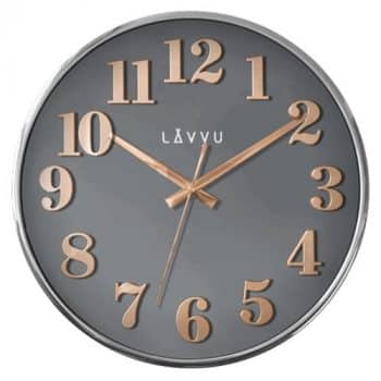 LAVVU LCT1161 - Šedé hodiny Home Grey s dreveným dekorom