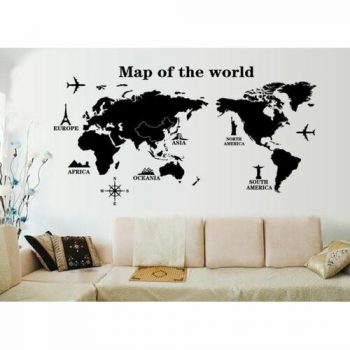 Samolepiaca dekorácia Mapa sveta dominanty, 120 x 60 cm