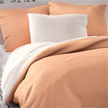 Kvalitex Saténové obliečky Luxury Collection biela/losos, 140 x 200 cm, 70 x 90 cm