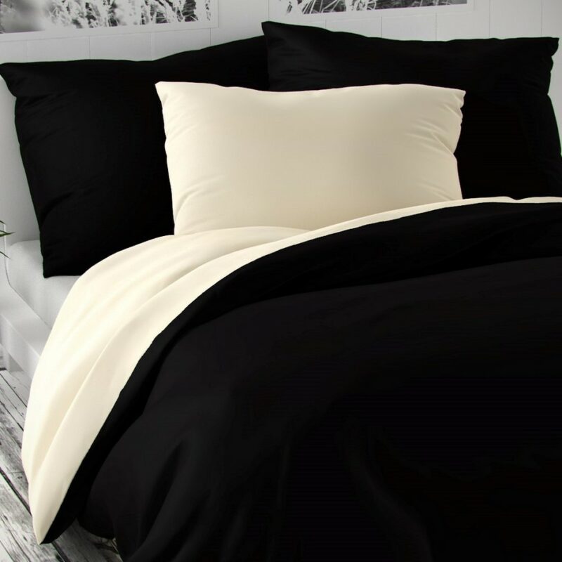 Kvalitex Saténové obliečky Luxury Collection čierna / smotanová, 240 x 220 cm, 2 ks 70 x 90 cm
