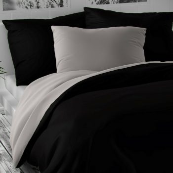 Kvalitex Saténové obliečky Luxury Collection čierna/svetlosivá, 140 x 220 cm, 70 x 90 cm