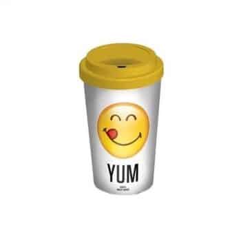 Smiley Hrnček cestovný s viečkom 340 ml, biela