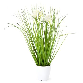 Umelá kvitnúca tráva Otilie biela, 36 cm