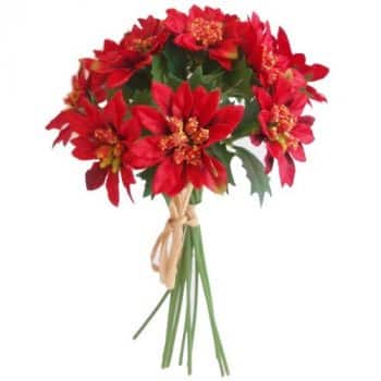 Umelá kytica Poinsettia červená, 20 cm