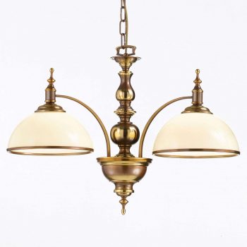Dvoj-pl. závesná lampa Corolla antická mosadz