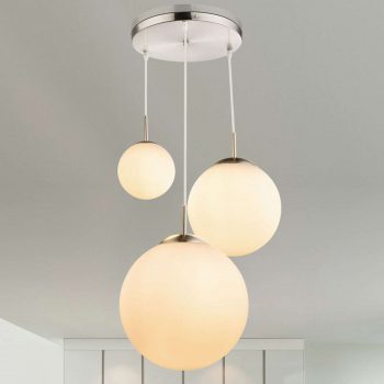 3-plameňová závesná lampa Joel sklenené gule