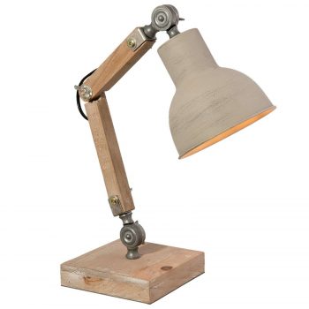 Drevená stolná lampa Ian v priemyselnom štýle