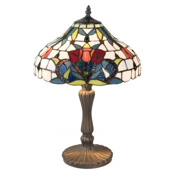Stolná lampa 5919 s ružovým motívom bielo-pestrá