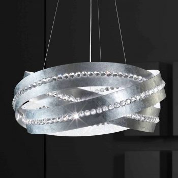 Essentia závesná lampa striebro Spectra krištále