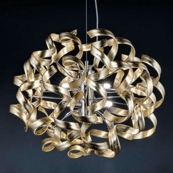 Zlatá závesná lampa s lístkovým zlatom, 50 cm