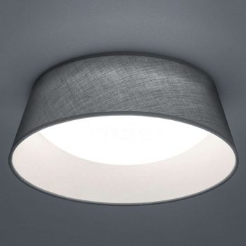 Stropné LED svietidlo Ponts sivé textilné tienidlo