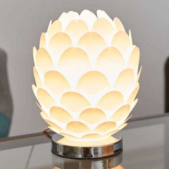 Stolná lampa Marees v bielej, Ø 15 cm