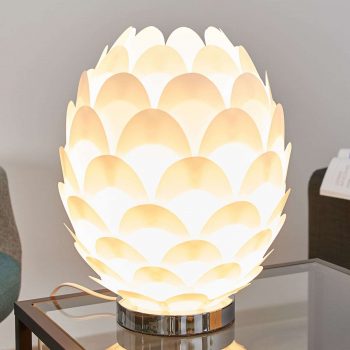 Stolná lampa Marees v bielej, Ø 30 cm