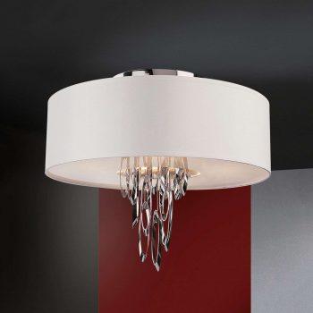Stropné LED svietidlo Domo, textil a chróm