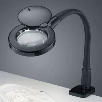 Upínacia LED lampa s lupou Lupo v čiernej