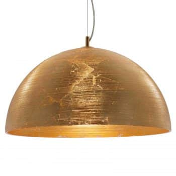 Zlatá závesná lampa Dome so skleneným tienidlom
