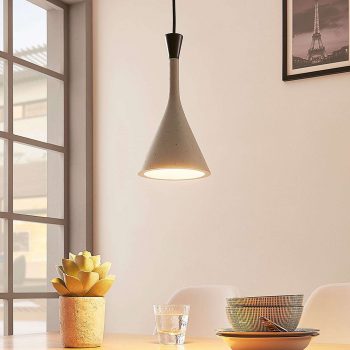Závesná lampa Flynn, sivý betón, 1 svetlo, Ø 16 cm