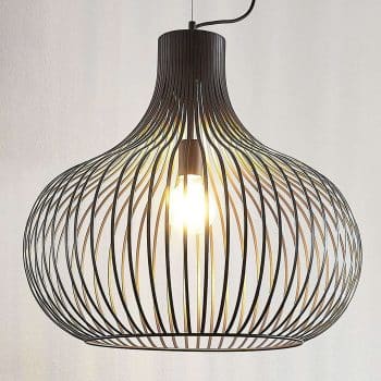 Klietková závesná lampa Frances, hnedá, Ø 60 cm