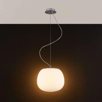 Sklená závesná lampa Ginevra, okrúhla, biela 28 cm