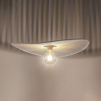 Závesná lampa Frido z krúteného papiera, biela
