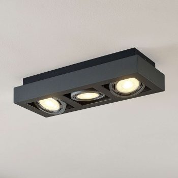 LED stropná lampa Ronka GU10, 3 svetlo, tmavosivá