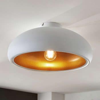 Kovová stropná lampa Gerwina, bielo-zlatá