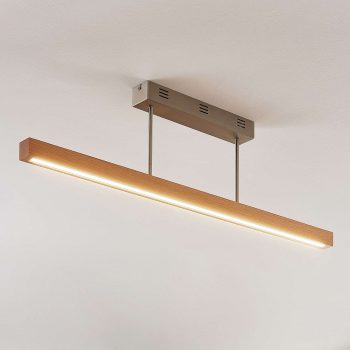 LED drevená stropná lampa Tamlin, buk, stmievač