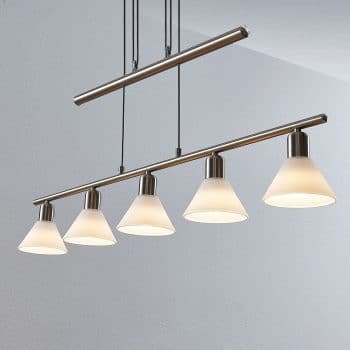 Nastaviteľná závesná lampa Delira 5 svetlá, nikel