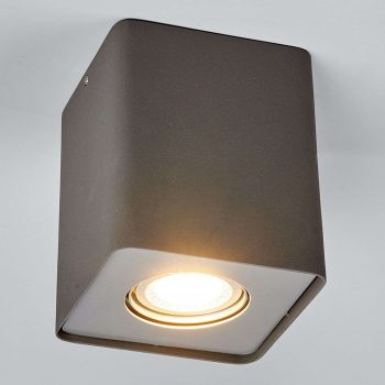GU10-LED-Downlight Giliano, 1pl., hranaté, grafit