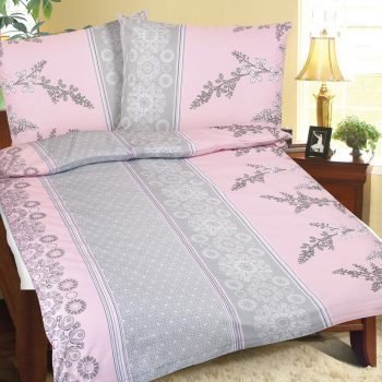 Bellatex Bavlnené obliečky Krík ružovo-sivá, 140 x 220 cm, 70 x 90 cm, 140 x 220 cm, 70 x 90 cm
