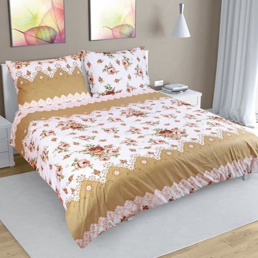 Bellatex Bavlnené obliečky Ruže hnedá, 240 x 220 cm, 2 ks 70 x 90 cm