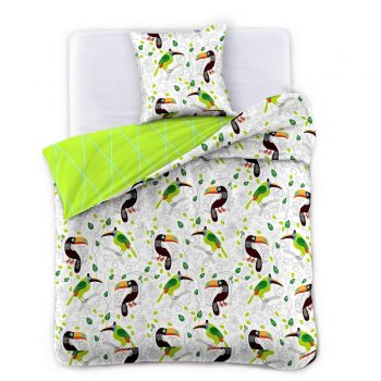 DecoKing Saténové obliečky Toucan, 140 x 200 cm, 70 x 90 cm, 140 x 200 cm, 70 x 90 cm