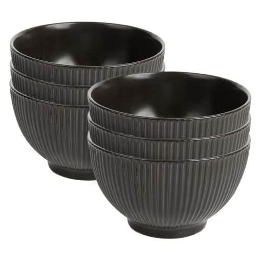 Florina Sada keramických misiek Capri, 15 cm, 6 ks, čierna