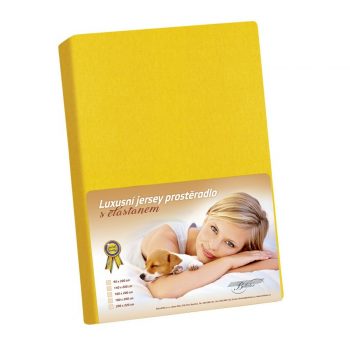 Bellatex Jersey prestieradlo s elastanom žltá, 100 x 200 cm