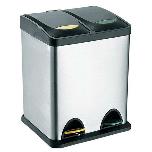 Kôš na triedený odpad 2 x 15 l, nerez