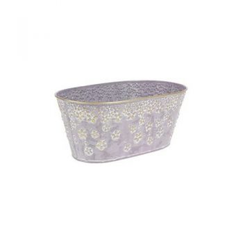 Kovový obal, truhlík na kvetiny Daisy 32 x 16 cm, fialová