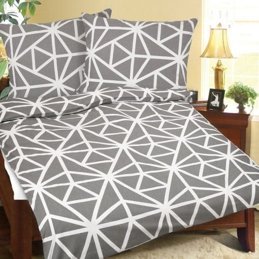 Bellatex Krepové obliečky Geometria sivo-biela, 140 x 200 cm, 70 x 90 cm, 140 x 200 cm, 70 x 90 cm