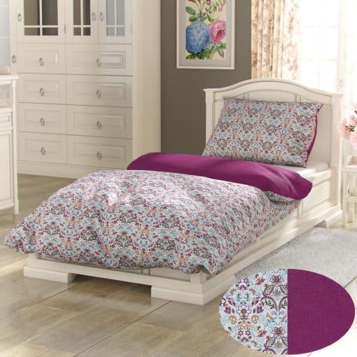 Kvalitex Bavlnené obliečky Provence Narista purpurová, 140 x 220 cm, 70 x 90 cm
