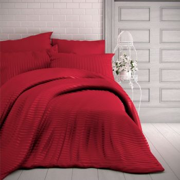 Kvalitex Saténové obliečky Stripe červená, 140 x 220 cm, 70 x 90 cm