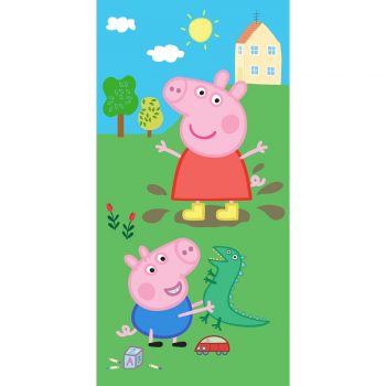 TipTrade Osuška Prasiatko Peppa a George s dinosaurom, 70 x 140 cm