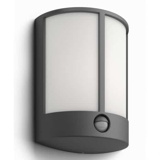 Philips 16465/93/16 Stock Vonkajšie nástenné LED svietidlo s čidlom 24,5 cm, antracit