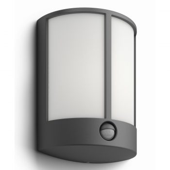 Philips 16465/93/P3 Stock Vonkajšie nástenné LED svietidlo s čidlom 24,5 cm, antracit