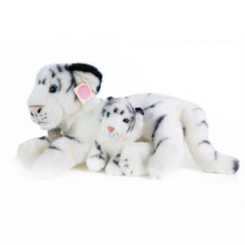 Rappa Plyšový biely tiger s mláďaťom, 38 cm